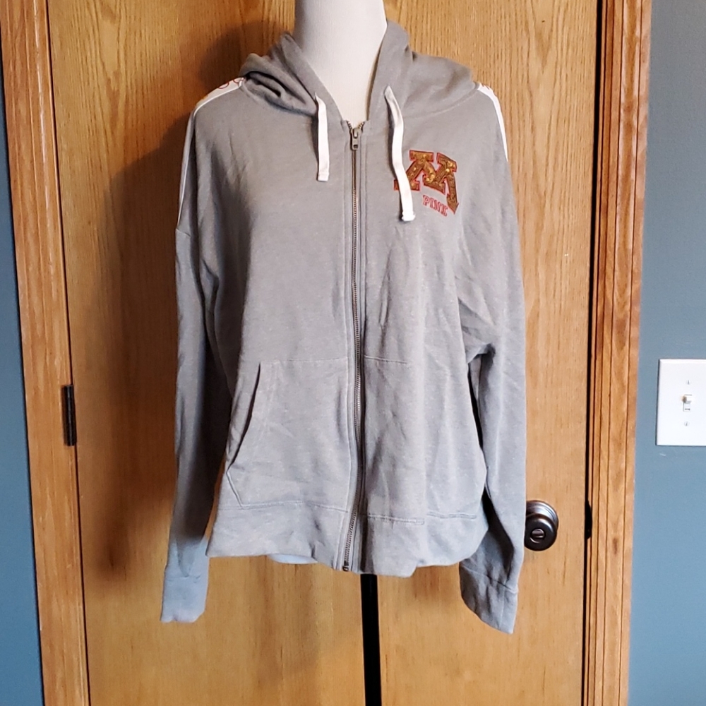 PINK Gophers zip hoodie sz L